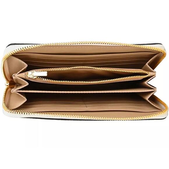 Coach Swan Print Long Zip Around Wallet Wristlet C8384 Chalk White Multi - Picture 3 of 4